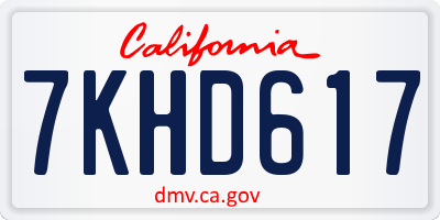 CA license plate 7KHD617