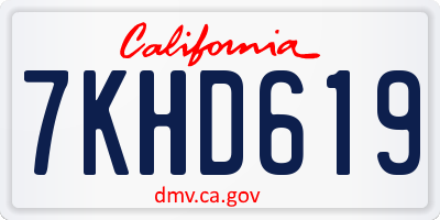 CA license plate 7KHD619