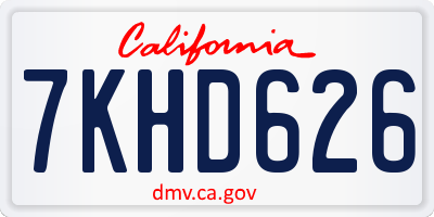 CA license plate 7KHD626