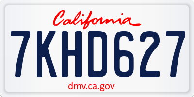 CA license plate 7KHD627