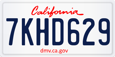 CA license plate 7KHD629