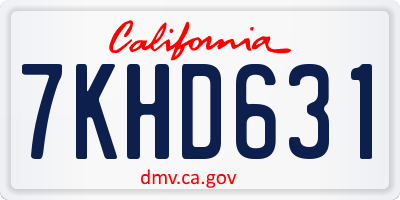 CA license plate 7KHD631