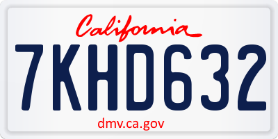 CA license plate 7KHD632