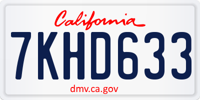 CA license plate 7KHD633