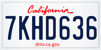CA license plate 7KHD636
