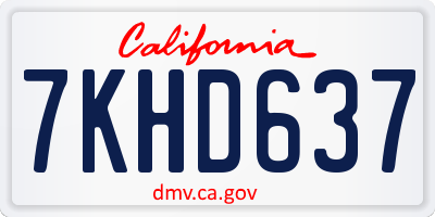 CA license plate 7KHD637