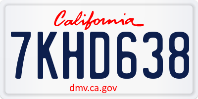 CA license plate 7KHD638