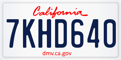 CA license plate 7KHD640