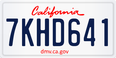 CA license plate 7KHD641