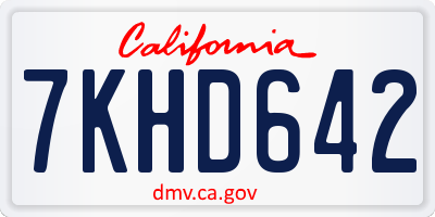 CA license plate 7KHD642