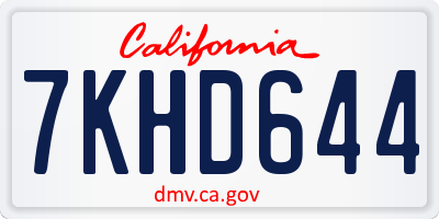 CA license plate 7KHD644