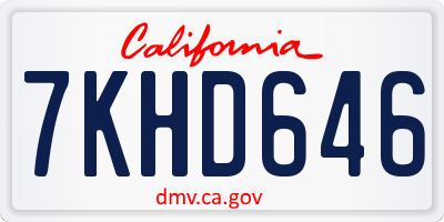 CA license plate 7KHD646