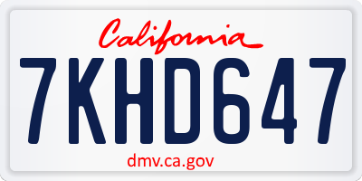CA license plate 7KHD647