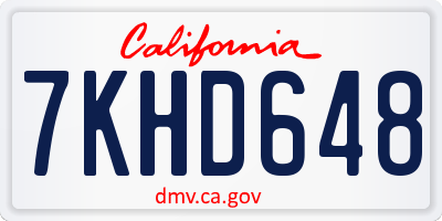 CA license plate 7KHD648