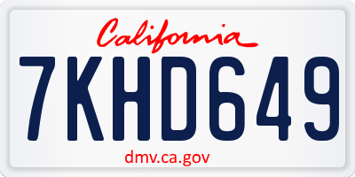 CA license plate 7KHD649