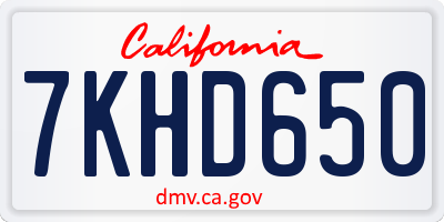 CA license plate 7KHD650