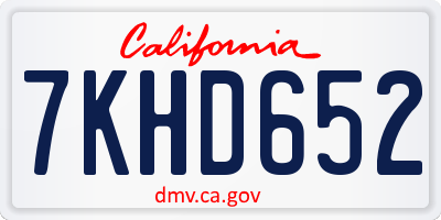 CA license plate 7KHD652