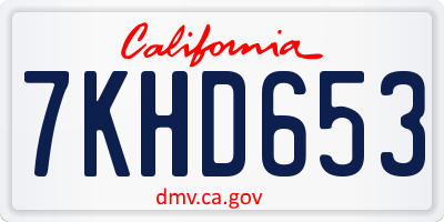CA license plate 7KHD653