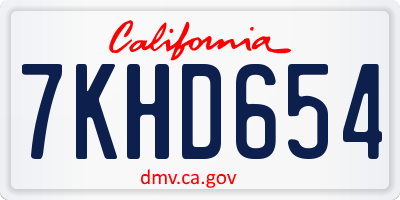 CA license plate 7KHD654