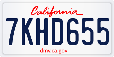 CA license plate 7KHD655