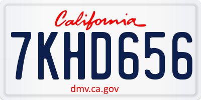 CA license plate 7KHD656