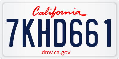 CA license plate 7KHD661