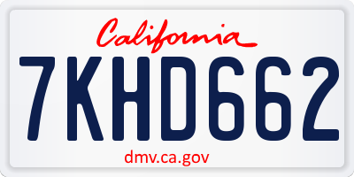 CA license plate 7KHD662