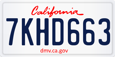 CA license plate 7KHD663