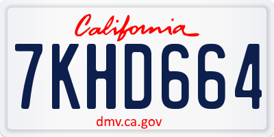 CA license plate 7KHD664