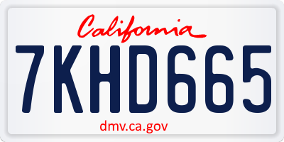 CA license plate 7KHD665