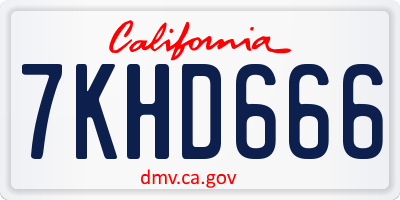 CA license plate 7KHD666