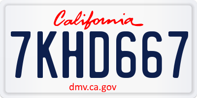 CA license plate 7KHD667