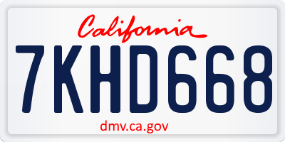 CA license plate 7KHD668