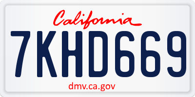 CA license plate 7KHD669
