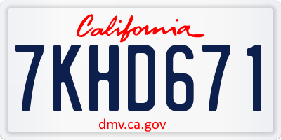 CA license plate 7KHD671