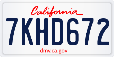 CA license plate 7KHD672
