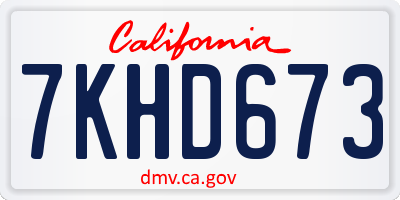 CA license plate 7KHD673