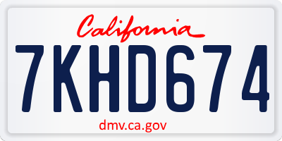 CA license plate 7KHD674