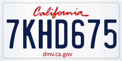 CA license plate 7KHD675