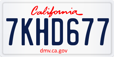 CA license plate 7KHD677
