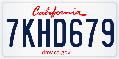 CA license plate 7KHD679