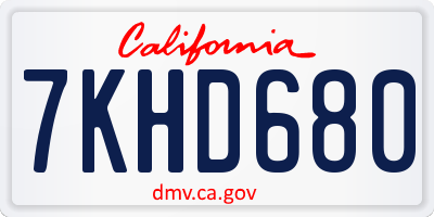 CA license plate 7KHD680