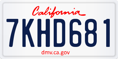 CA license plate 7KHD681