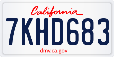 CA license plate 7KHD683