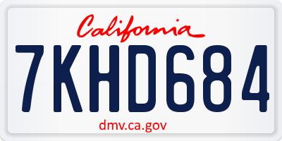 CA license plate 7KHD684