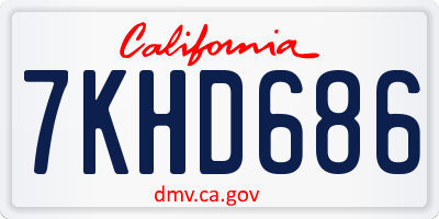 CA license plate 7KHD686