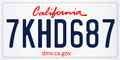 CA license plate 7KHD687