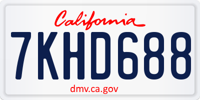 CA license plate 7KHD688