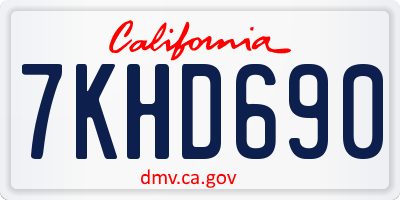 CA license plate 7KHD690