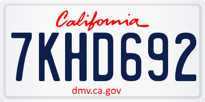 CA license plate 7KHD692